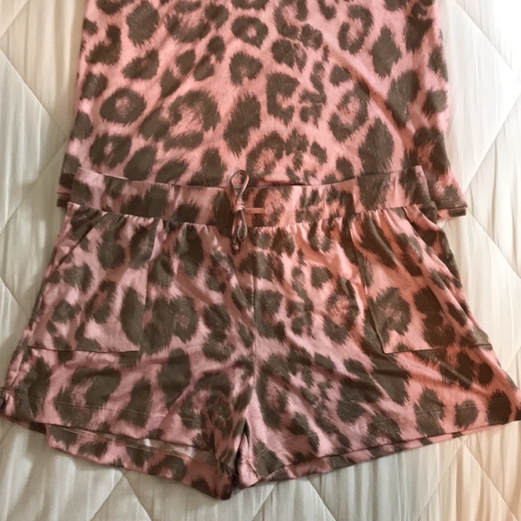 NEW sexy Wandering Dreams PAJAMA SET PINK ANIMAL PRINT XL spaghetti straps - Picture 3 of 10